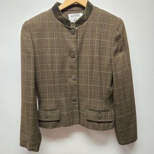 Vintage KASPER ASL Womens Plaid Blazer sz 6 Tweed 90s Y2K ButtonDown Workwear